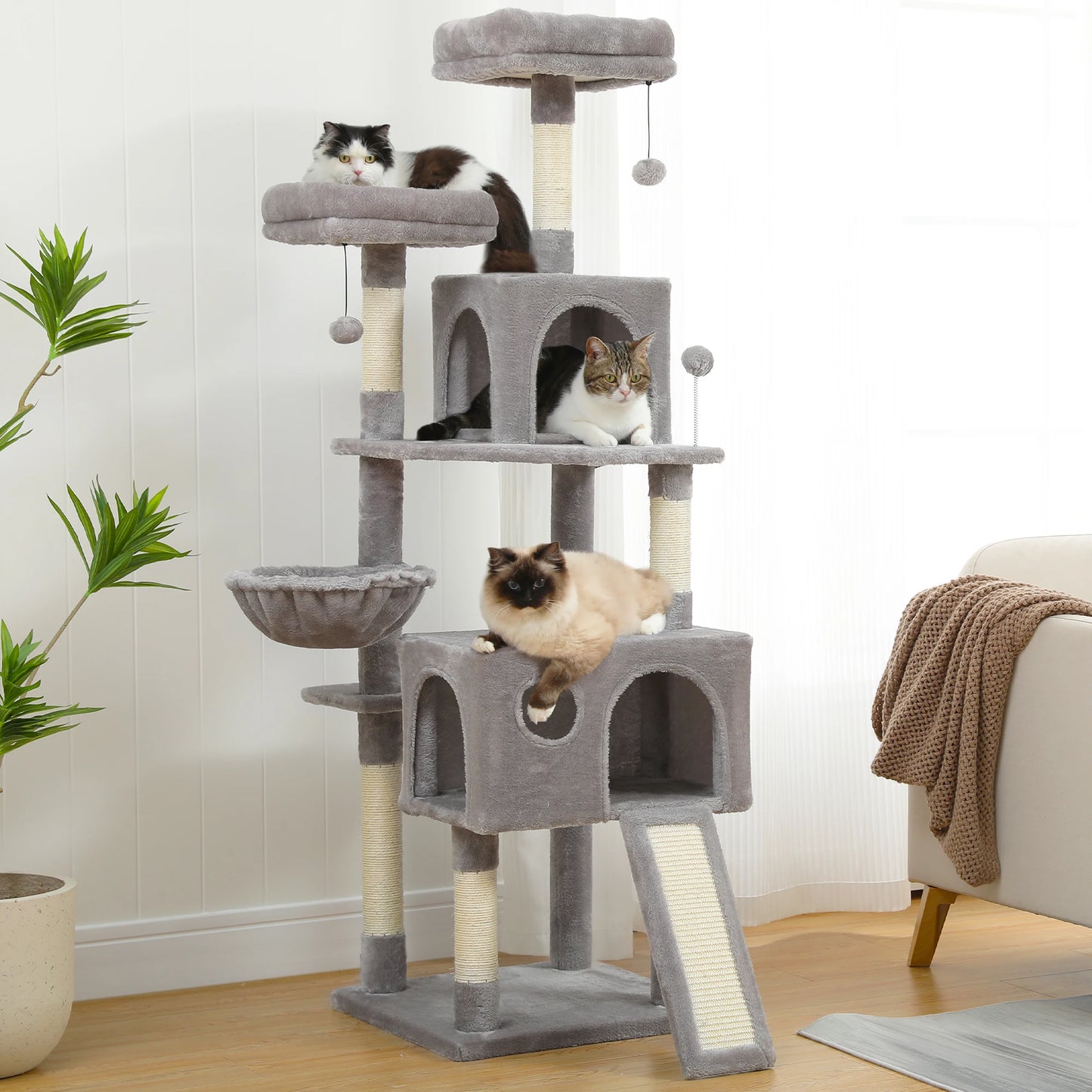 Multi-Level Cat Tree Tower with Cozy Condo: Indoor Climbing Furniture