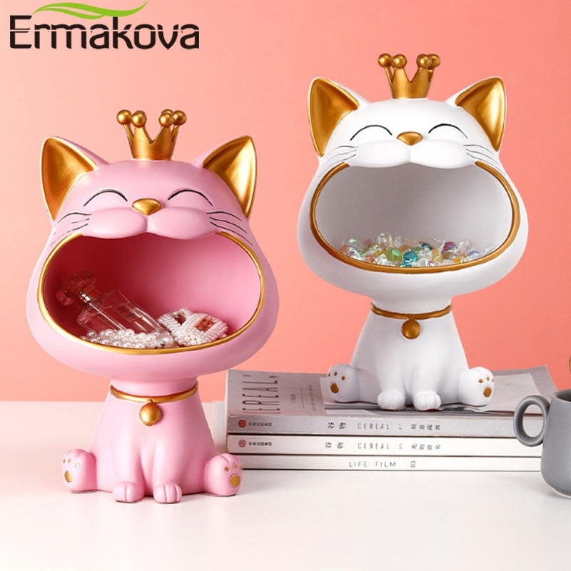 ERMAKOVA Lucky Cat Storage Sculpture: Modern Home Decor