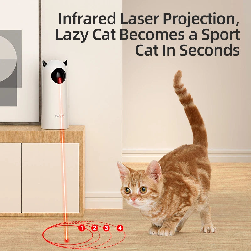 ROJECO Interactive Automatic Laser Cat Toy - Smart Teasing Pet LED Toy for Cats and Dogs