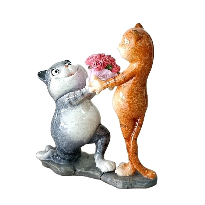 Romantic Cat Couple Marriage Proposal Figure: Miniature Wedding Decor