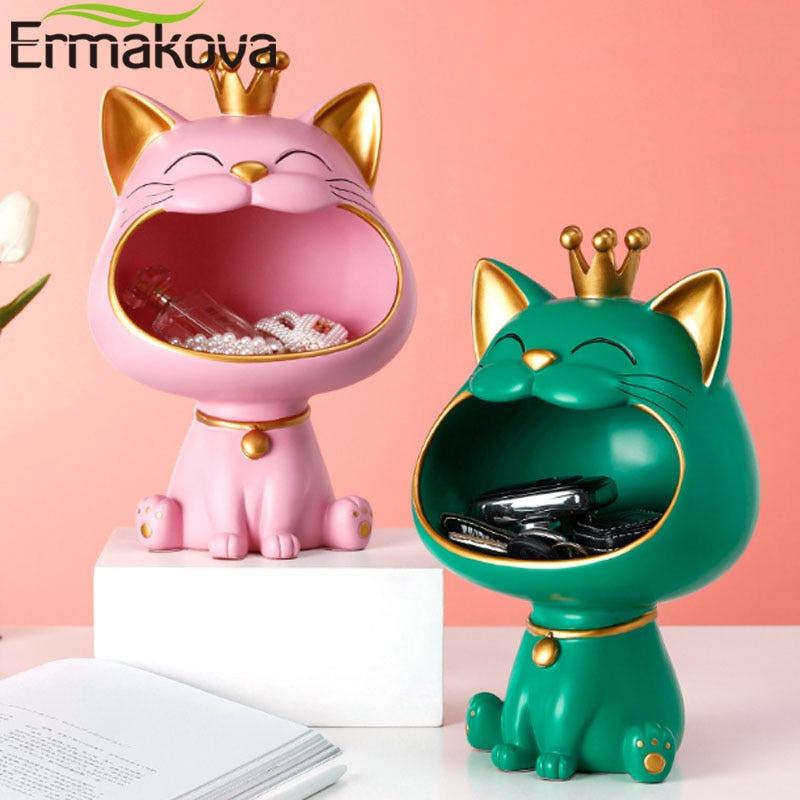 ERMAKOVA Lucky Cat Storage Sculpture: Modern Home Decor