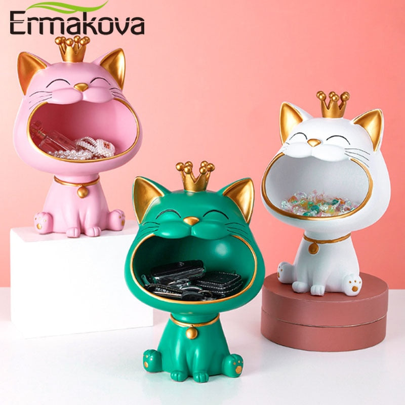 ERMAKOVA Lucky Cat Storage Sculpture: Modern Home Decor