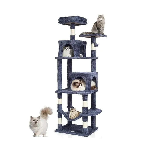 VEVOR 63” Cat Tower with Dual Condos and Scratching Post: Large Cat Furniture Activity Center