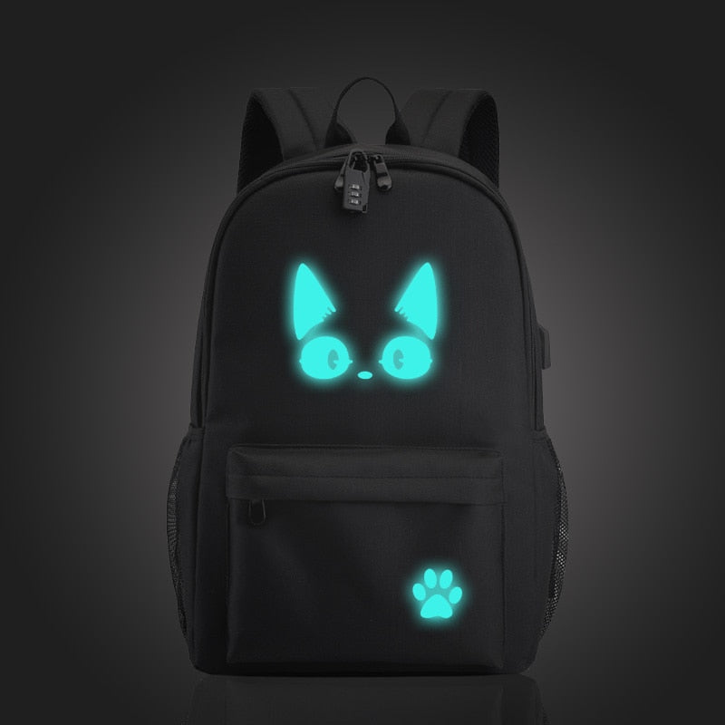 Cat-Printed USB Backpack: Purr-fect for Style and Functionality