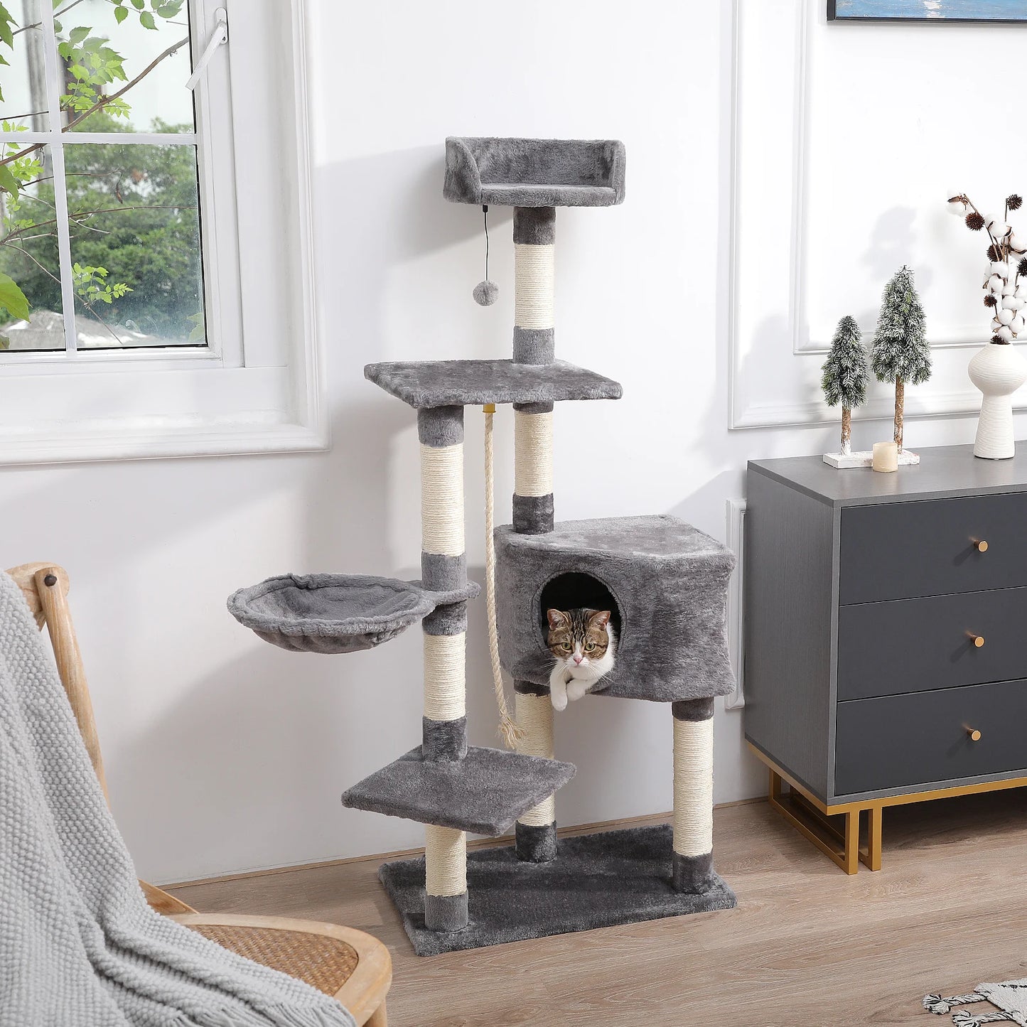 Multi-Level Cat Tree Tower with Cozy Condo: Indoor Climbing Furniture