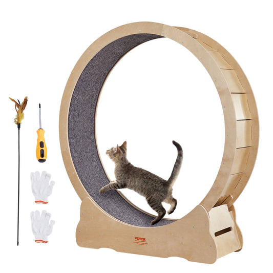 Silent Wooden Cat Exercise Wheel with Detachable Carpet: Fitness Treadmill for Active Cats