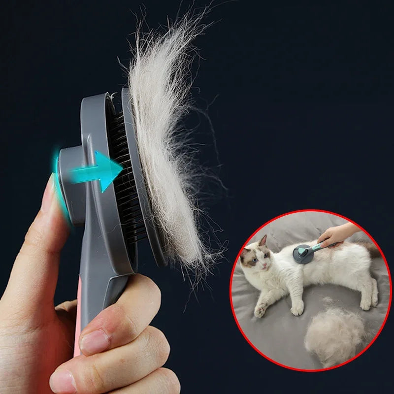 Self-Cleaning Pet Grooming Comb - Hair Remover for Cats & Dogs